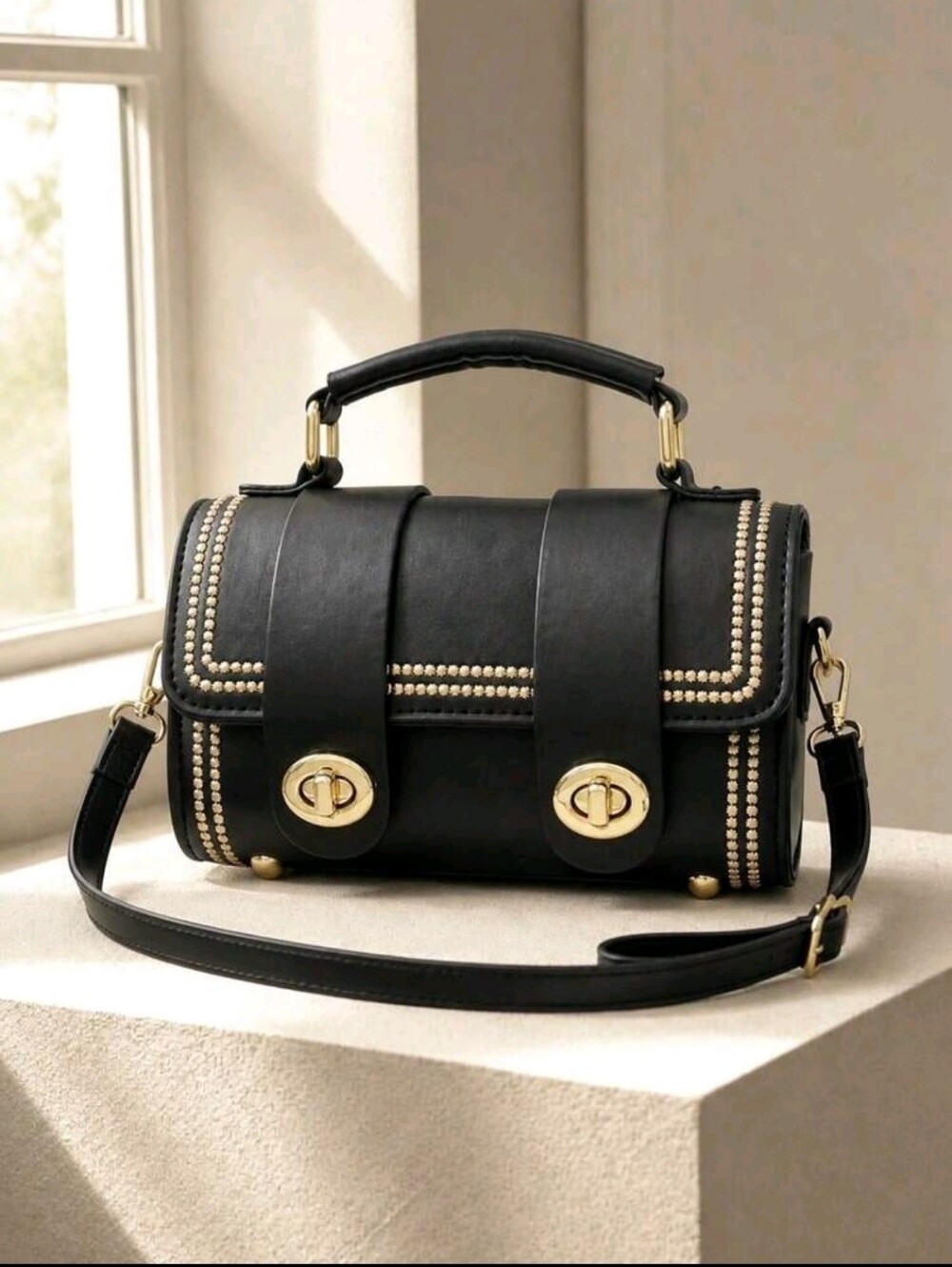 BRAND NEW ** Elegant Black Studded Satchel Handbag